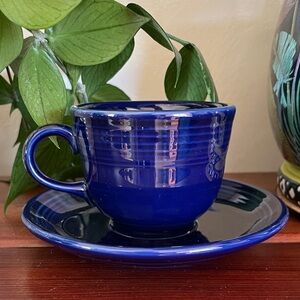 Fiestaware cobalt tea cup and saucer